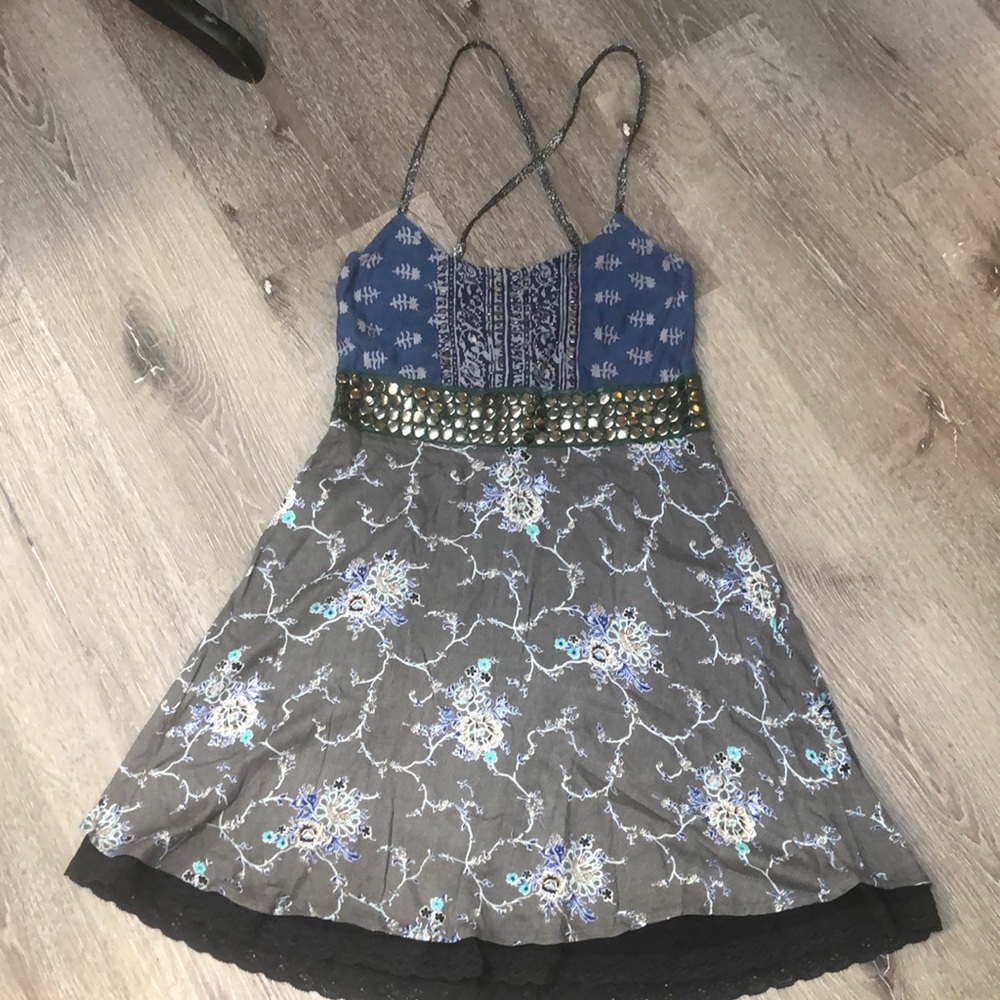 Free People criss cross ikat and floral print summer dress
